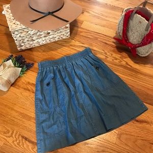 J. Crew • Blue Chambray Denim Elastic Skirt Size 00